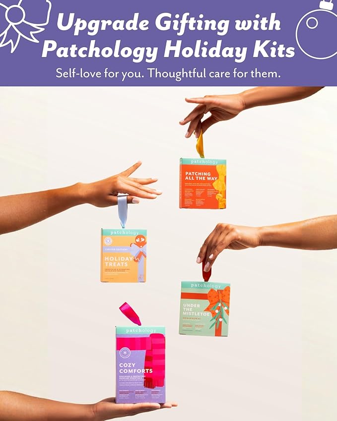 Patchology Cozy Comforts Holiday Skincare Gift Set - Soothing Under Eye Patches, Barrier-Boosting Hydrating Sheet Masks & Calming Mist - Limited Edition Winter Christmas Gifts & Stocking Stuffers