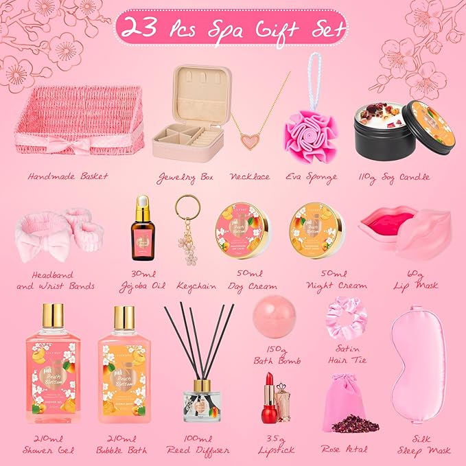 Christmas Gifts for Women Gift - 23-Piece Luxury Spa Gift Baskets for Women, Bath and Body Gift Basket for Her, Spa Kit | Perfect for Holiday, Valentine's Day, Birthday, Mothers Day Gifts for Mom