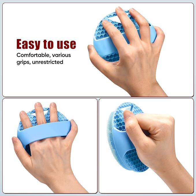 Silicone Body Scrubber - Anti Zinc Infused-Stiff and Soft Bristles,Exfoliating Body Wash Scrubber,Loofah Shower Scrubber for Body,Lymphatic Drainage,Blood Circulation and Lather Well - Azure