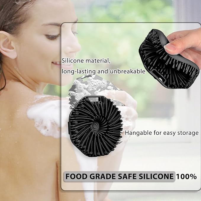 Silicone Body Scrubber, Exfoliating Body Scrubber for Sensitive Skin, SiliconeBody Scrubber Shower Brush, SiliconeBody Brush for Showering (Grey, 1Pcs)