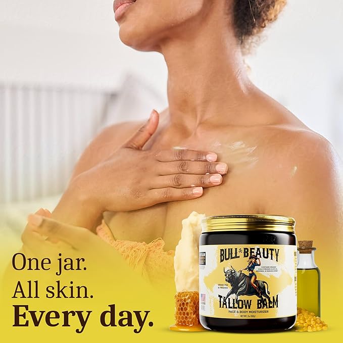 Organic Beef Tallow and Honey Balm Organic Beef Tallow for Skin - 100% Grass-Fed Unscented Beef Tallow Moisturizer for Skin & Face with Manuka Honey, Olive Oil & Beeswax (2 Ounce (Pack of 1))