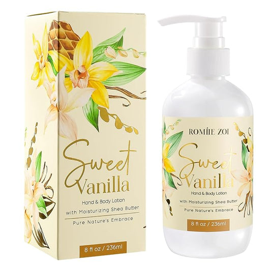 ROMIIE ZOI Daily Hand & Body Lotion with Moisturizing Shea Butter for All Skin Type- Sweet Vanilla - 236 ML / 8 FL OZ