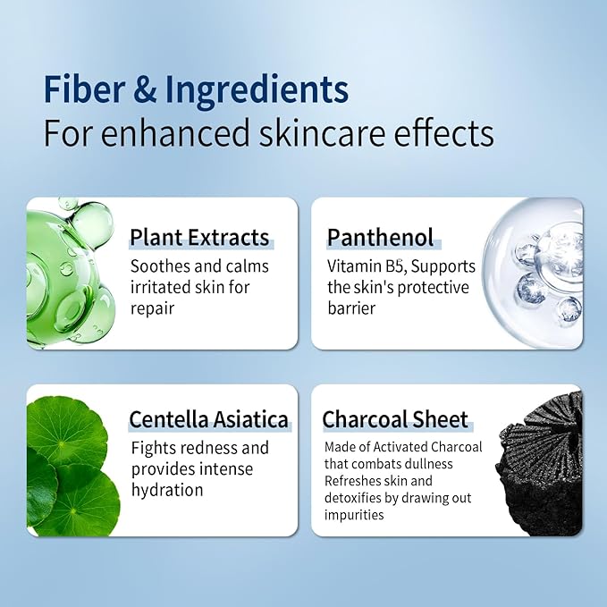 Soothing Face Sheet Mask (10 Sheets), Anti-Aging, Detoxifying & Moisturizing Face Mask for Sensitive Skin with Centella Asiatica, Vitamin B5, Glass Skin Face Mask for after Microneedling