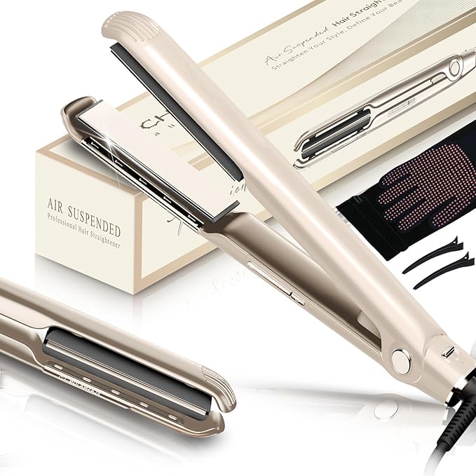 RUCHA 1 Inch Flat Iron Hair Straightener, 30S Fast Heating Ceramic Hair Straighteners for Women, Plasma Ions Hair Straightener and Curler Get Frizz-Free, Mini Hair Straighteners for Travel, Gold