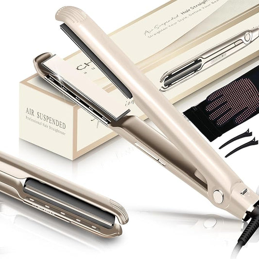 RUCHA 1 Inch Flat Iron Hair Straightener, 30S Fast Heating Ceramic Hair Straighteners for Women, Plasma Ions Hair Straightener and Curler Get Frizz-Free, Mini Hair Straighteners for Travel, Gold