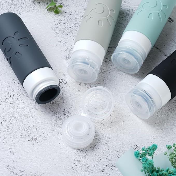 Travel Bottles for Toiletries, TSA Approved Travel Containers 3oz Leak Proof Travel Tubs Refillable Liquid Travel Accessories for Shampoo Conditioner Lotion Body Wash(Multicolored A)