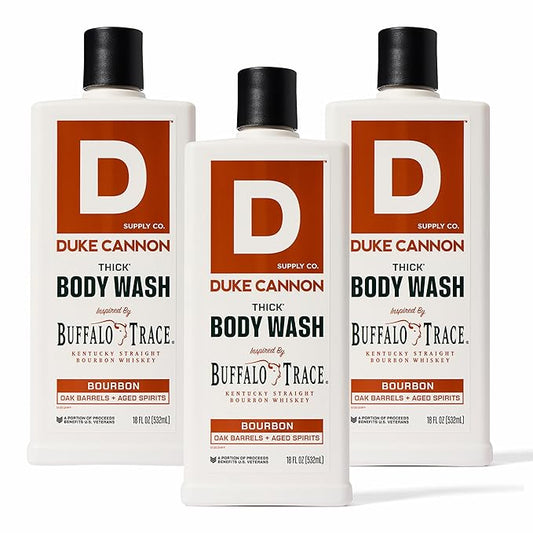 Duke Cannon Bourbon THICK Body Wash – Oak Barrel & Aged Spirits Scent, Mineral-Enriched, Sulfate-Free, 18oz – 3X Thicker for a Powerful Clean (3 Pack)
