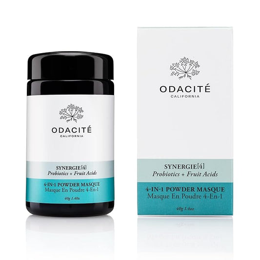 Odacité Acne Cream for Face - 4-in-1 Powder Masque Synergie 4 - Detoxifying Facial Mask with Clay & Charcoal, Clay Mask Detox for Pores and Blackheads, 1.41 oz
