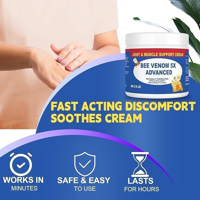 Zealand Bee Venom Serum Gel, Professional for Joint, Muscle, Bone Cream, 24h Fast Release, Soothing Powerful for Back, Neck, Hand, Foot, Knee, Muscle, Shoulder, Hip, Nerve