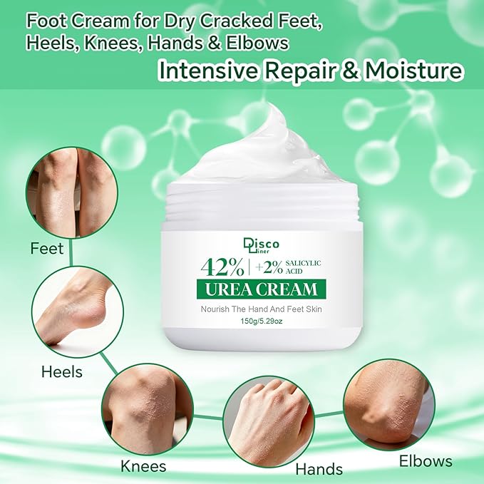 Professional 42% Urea Cream for Feet, Intense Moisturizer for Extremely Dry, Cracked Heels & Rough Skin, Callus Remover, Foot Softener Treatment, Safe Cracked Heel Repair (1)