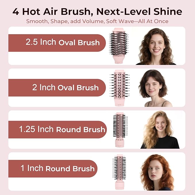 9-in-1 Multi Hair Styler | Air Styling & Drying System | Powerful Blow-Dry Brush | Heat Damage-Free | L/R Automatic Wrap Curlers, Oval Comb, Round Brush, Comb, Flat Nozzle & Storage Pouch