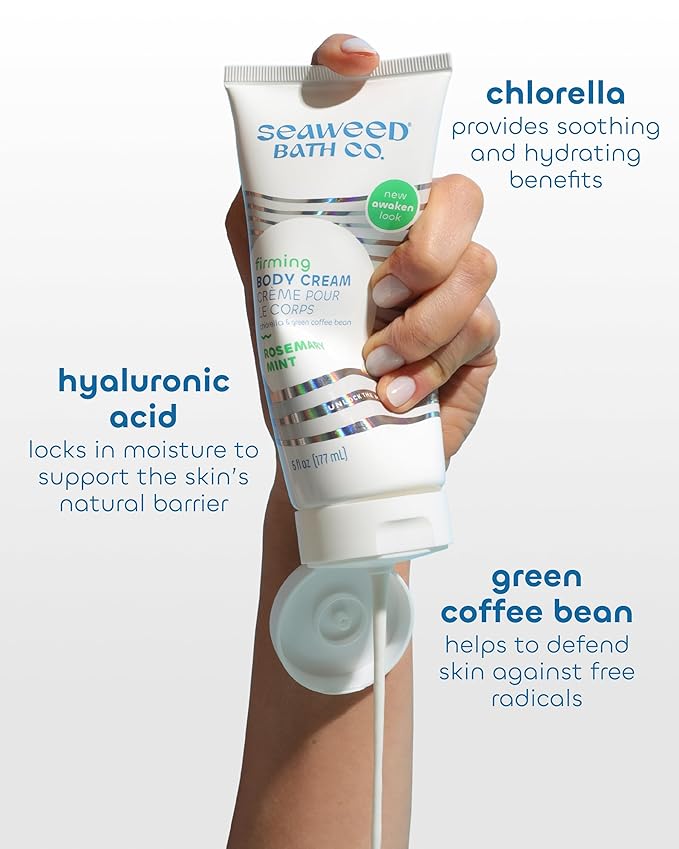 Seaweed Bath Co. Firming Body Cream - Rosemary Mint - Hydrating Hand and Body Lotion with Hyaluronic Acid - Toning Skin Moisturizer for Dry Skin - 6 oz (Pack of 2)