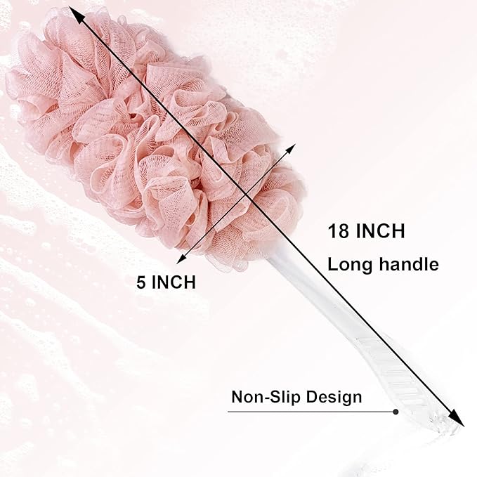 PPHAO - Loofah Sponge Back Scrubber Rough- Bath Brush Long Handle for Shower - Loofah Exfoliating for Men - Shower Loofah for Women - Pink Loofah - 1Pack