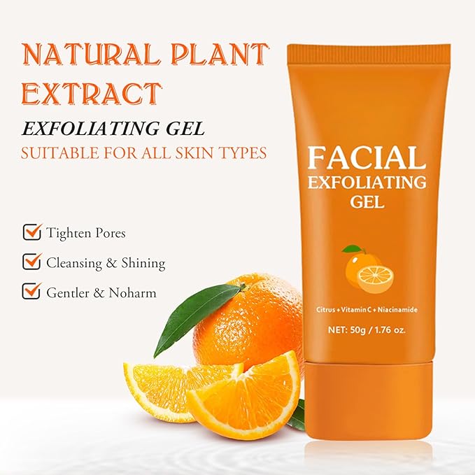 2PCS Orange Exfoliating Gel, Purifying Exfoliating Gel For Face And Body Skin, Facial Scrub Orange Enzyme GEL, Facial Exfoliator For Gentle & Hydrating, Cleansing And Rejuvenating
