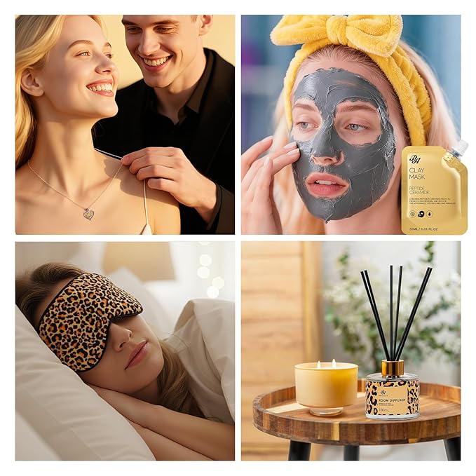 35 Pcs Christmas Gifts For Women, Honey & Almond Bath & Body Gift Basket, Face Skin Care Kit, Home Spa Gift Set, Self-Care Kit, Necklace, Bath Bomb, Birthday, Valentines, Mother Day, Anniversary