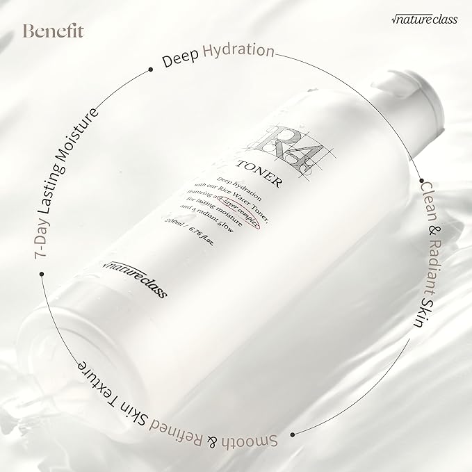 R4 Hydrating Rice Toner – Glass Skin, Toner for Face, Deep Moisturizing, Rice Water, Hyaluronic Acid, Squalane, Korean Skin Care, Fragrance Free, Sensitive Skin, 6.76 fl oz