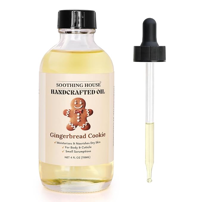Gingerbread Cookie Body Oil: Moisturizing Body Oil for Soft, Glowing Skin with Almond & Jojoba Oil (4 fl oz)