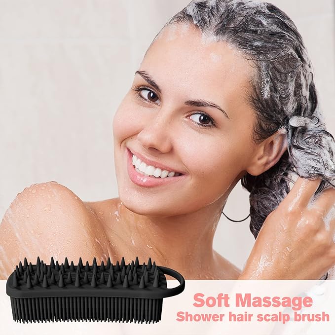 Silicone Body Scrubber, Gentle Exfoliating Scrub Brush with 22mm Soft Bristles, Deep Cleansing & Scalp Massage, Non-Slip Ergonomic Design, Fast Drying, Travel-Friendly for Shower Bath