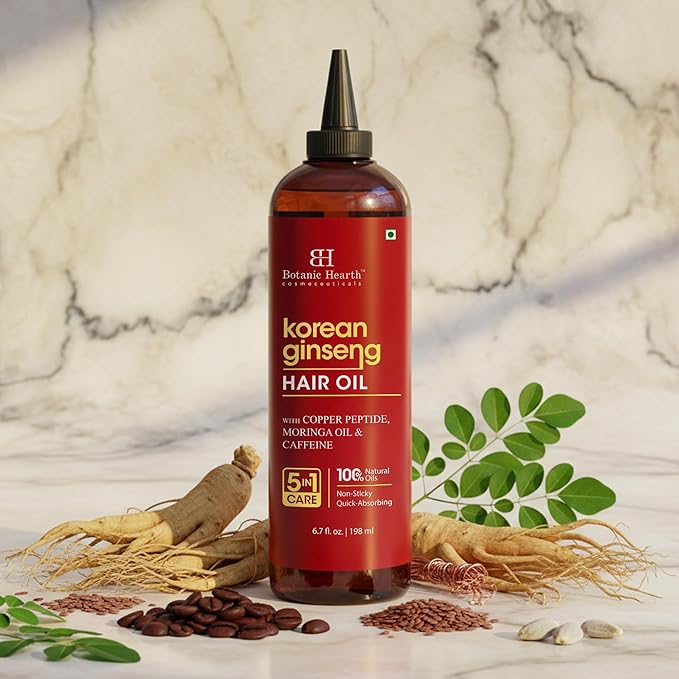 Botanic Hearth Korean Ginseng Hair Oil 6.7 fl oz | Nourishing & Strengthening Hair Growth Oil | Lightweight, Non-Sticky Formula with Natural Oils for Healthy Scalp & Stronger Hair
