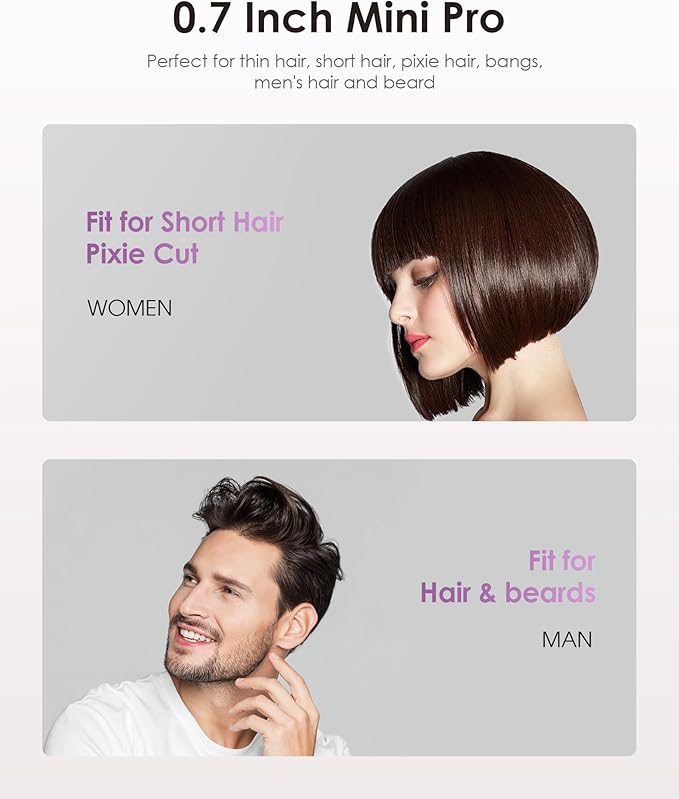 Mini Flat Iron, 0.7 Inch Ceramic Small Hair Straightener for Short Hair Curls Bangs, Portable Travel Iron Dual Voltage with Travel Pouch, 3 Temperature Adjustable