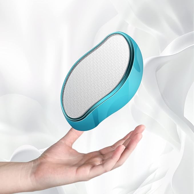 BEZOX Glass Foot File, Foot Scrubber Callus Remover for Wet and Dry Feet, Portable Handheld Sized Foot Scraper for Cracked Heel - Shinning Blue