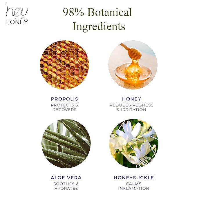 Hey Honey Skincare Relax - Instant Rosacea Relief Cream for Sensitive Skin | Calming Face Moisturizer for Facial Redness & Irritation | Dermatologist Tested, Oil-Free with Honey & Propolis | 2.2 Oz