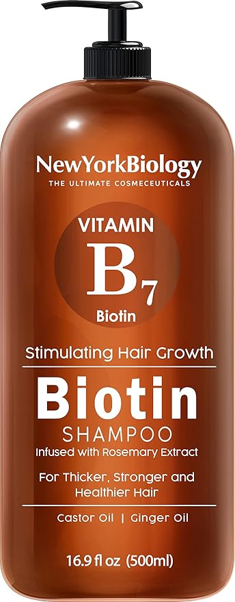 New York Biology Biotin Shampoo for Growth and Thinning Hair - Thickening Formula for Loss Treatment - For Men & Women - Anti Dandruff - 16.9 fl Oz