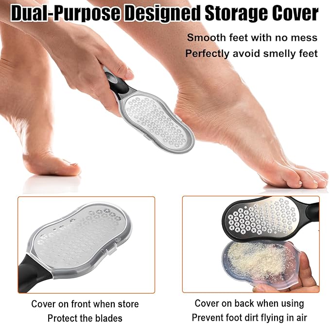 LePinko Foot Scrubber Set, Updated Blades, No Hurt Feet File, Powerful Pedicure Tool to Remove Callus and Dead Skin, Use in Shower or Dry, 2PCS