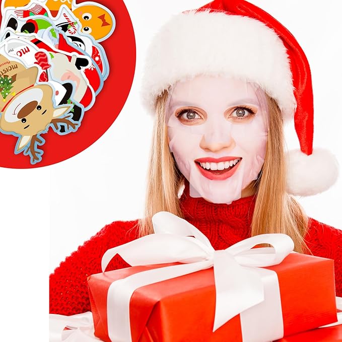 Timgle 48 Pcs Christmas Stocking Stuffers Bulk Facial Masks Skincare Face Sheet Masks Holiday Gifts for Women, Fragrance Hydrating Face Mask Spa Gifts Bulk for Coworker Adults Stocking Stuffer
