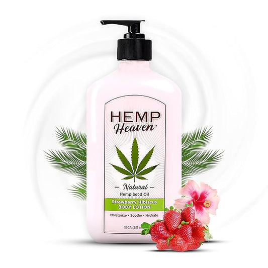Hemp Heaven Hemp Lotion - Lotion Strawberry Dream with Strawberry Hibiscus Scent - Natural Hemp Seed Oil, Paraben-Free, 18 oz, Made in USA, Nourishing for Men & Women, EWG Verified, Anti-Aging