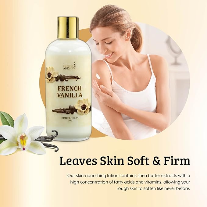 Home Spa Gift Fragrance Body Lotion Luxury Firming Scented 10oz Deep Moisturizing Fragrance Body Lotion for Women (French Vanilla)