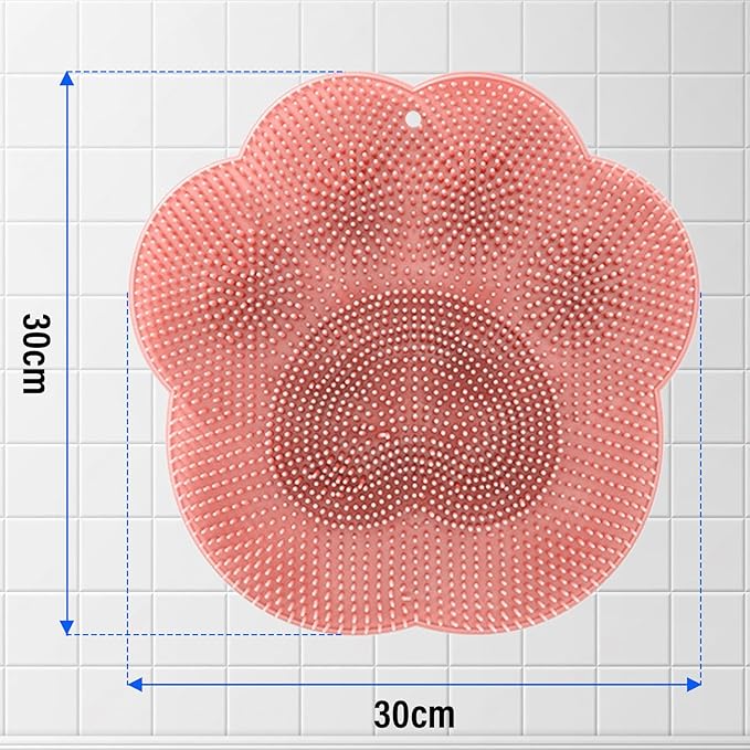 Shower Foot Scrubber Mat with Non-Slip Suction Cups,Foot Backs Cleaning Pad Back Washer Exfoliating Bath Wash Pad,Foot Scrubber in Shower Men & Women (Blue)