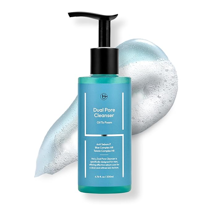 Dual Pore Cleanser, Oil to Foam Daily Facial Wash, Exfoliating Salicylic Acid & Deep Pore Cleansing, Hydrating Facial Cleanser with pH-Balanced Formula, Suitable for Oily, Dry, Sensitive Skin