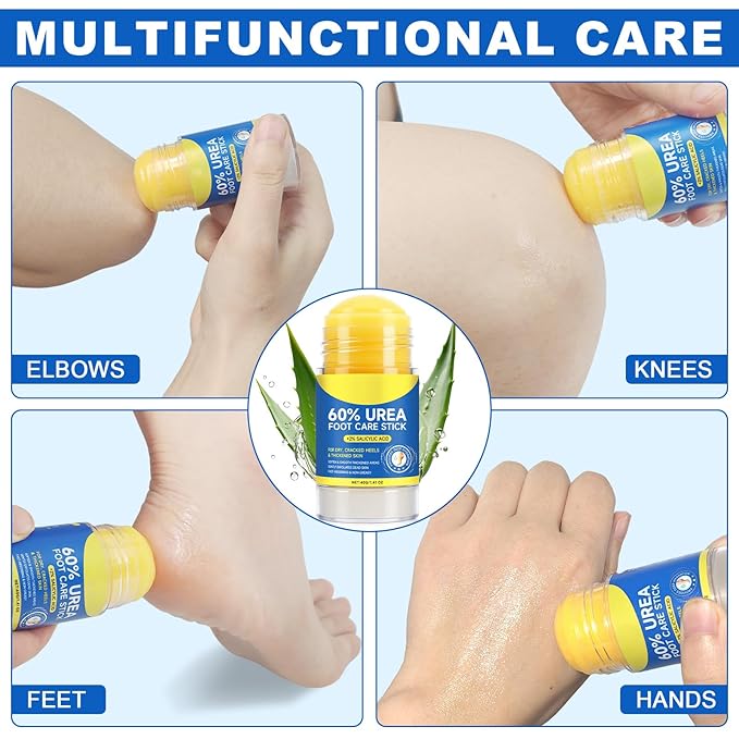 60% Urea with 2% Salicylic Acid Urea Foot Care Stick, Foot Lotion Stick, Foot Care Cream Moisturizer&Hydrates for Dry Cracked Feet, Knees, Elbows, Hands, Heel Stick for Cracked Feet -1.41oz