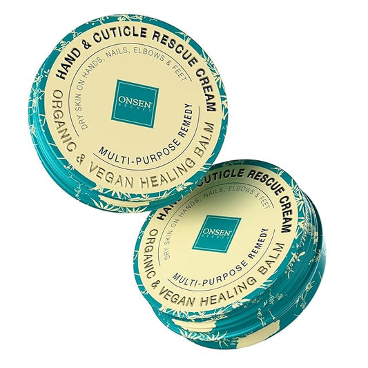 Onsen Hand & Cuticle Rescue Cream | Organic Nail Strengthener & Balm | Dry, Cracked Hands, Elbows & Feet | Shea Butter, Tsubaki & Jojoba Oil | Nail Repair & Growth, Vegan - 1 Pack (0.88 oz)