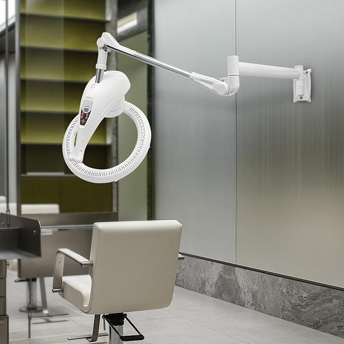 Hair Treatment Machine, 950W Wall Mount Orbiting Rotating Hair Processor for Salon Spa Family, Time Adjustable, White(Style 8)