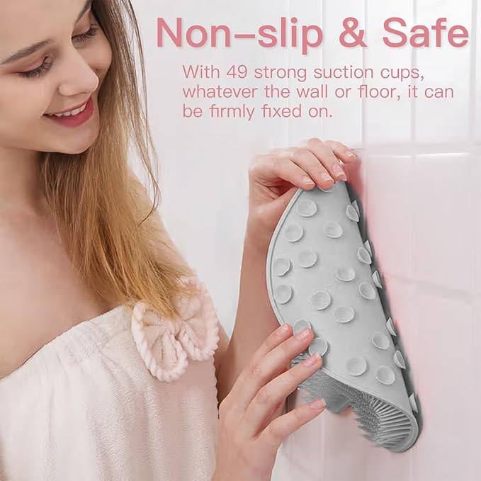 4-Pack Bath Scrubber Mat for Back Scrubbing and Foot Exfoliation - Dual-Use Shower Mats with Non-Slip Suction Cups - Soft, Durable, and Hygienic - Perfect for Full-Body Cleansing and Spa-Like Comfort