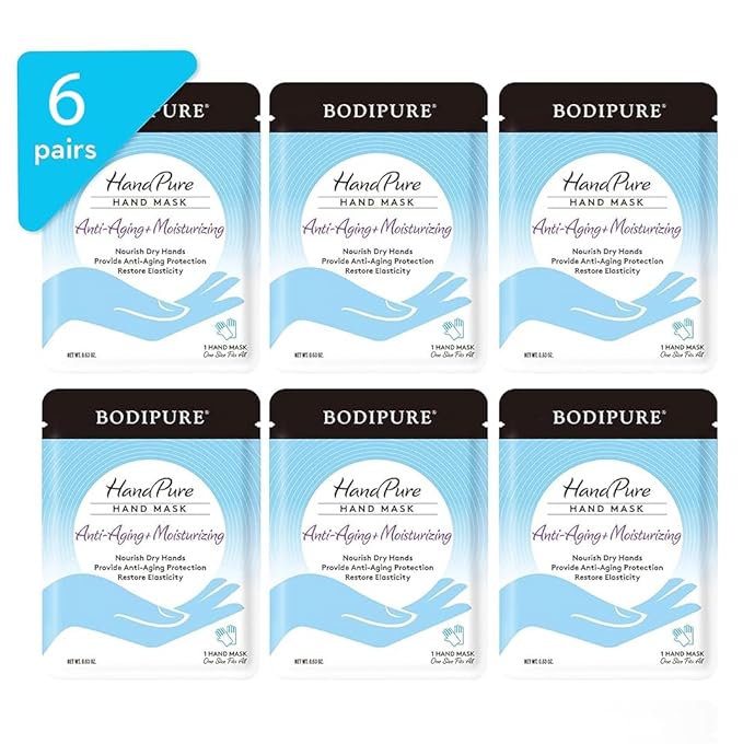 HandPure Hand Repair & Anti-Aging Hand Mask – 20-Minute Moisturizing Gloves for Dry, Cracked Hands, Softens Cuticles, Paraben-Free, With Natural Botanical Ingredients (6 Packs)