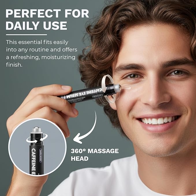 Disco Eye Serum, 12% Caffeine 8% Hyaluronic Acid, Niacinamide Peptides, Puffy Bags Fine Lines Dark Circles Wrinkles, Sandalwood - Hydrating Vitamin C 360° Roller Massage Ball Anti-Aging Cream 0.5oz