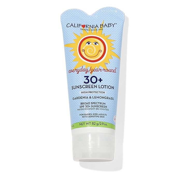 California Baby Everyday SPF 30+ Sunscreen | Mineral Based | Titanium Dioxide | Travel Size Baby Sunscreen for Face + Body | Floral Scent | 2.9oz