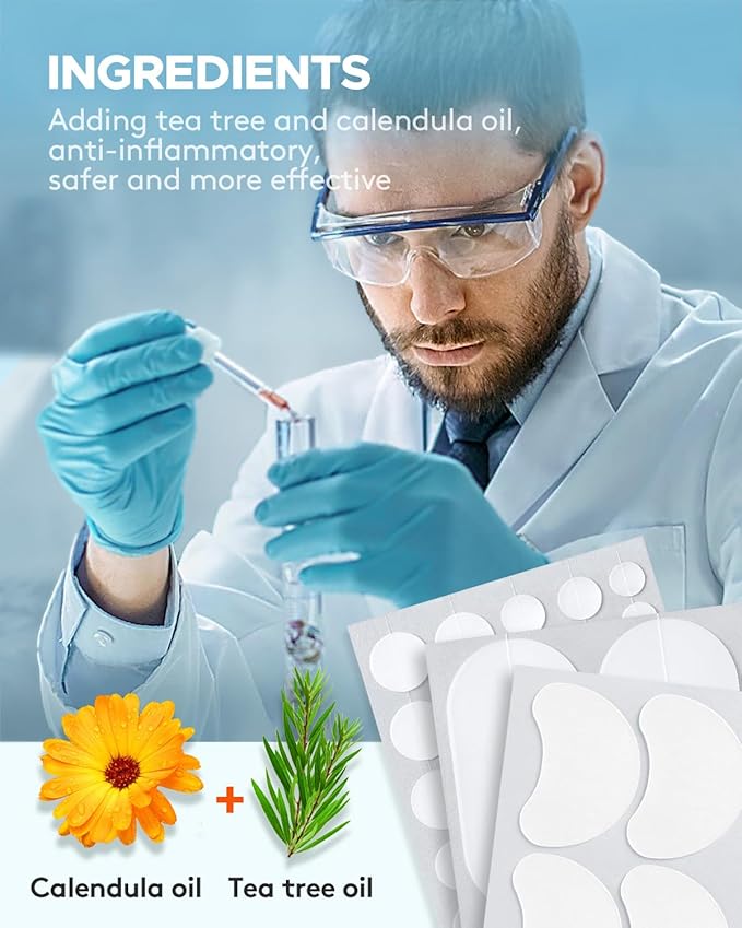 LitBear Large Acne Pimple Patches, 6 Sizes 100 Patches for Large Breakouts, Acne Patches for Face, Chin or Body, Acne Spot Patch with Tea Tree & Calendula Oil, Hydrocolloid Bandages for Acne Skin