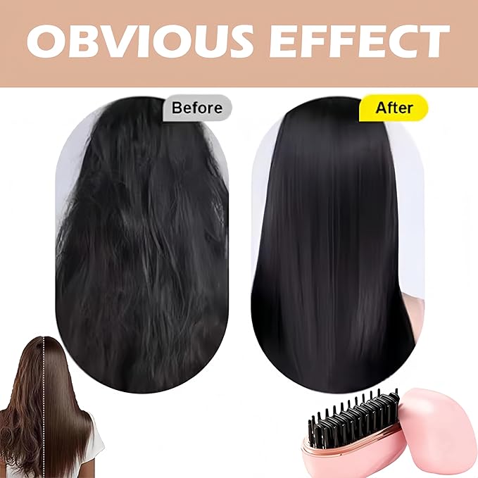 Mini Hair Straightener, New 2-in-1 Cordless Hair Straightener Comb 3-Speed Temperature Control Rechargeable Fast Heating Hot Comb Anti-Scald Shell, Lightweight & Portable Travel for Women (Black 1Pcs)