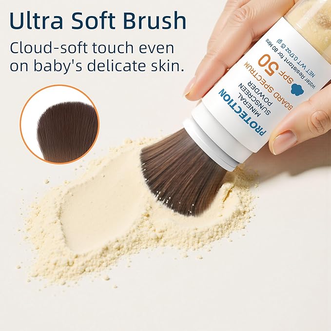 Bella’s Friends SPF 50 Brush-On Mineral Powder Sunscreen, Broad Spectrum Protection for All Skin Types, Translucent, Safe on Scalp, Reef-Friendly, Waterproof, Travel Size, Beach Essentials