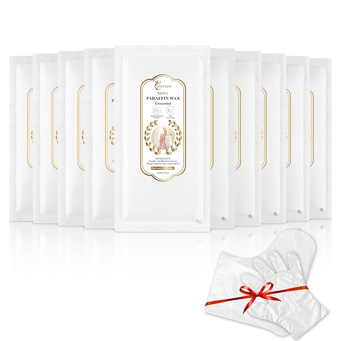 Paraffin Wax Refills-10 Pack Unscent Paraffin Wax for Hand and Feet, Parrafin Wax Blocks for Wax Machine, Parafin Wax Bath, Relieves Muscle Fatigue, Deeply Hydrates, Moisturizes and Nourishes
