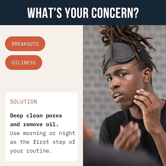 Cardon Men's Deep Pore Cleaning Clay Face Wash, 4x Better Than Charcoal, Oily, Acne-Prone Skin | Korean Premium Skin Care | Remove Face Oil & Dirt, (1 CT)