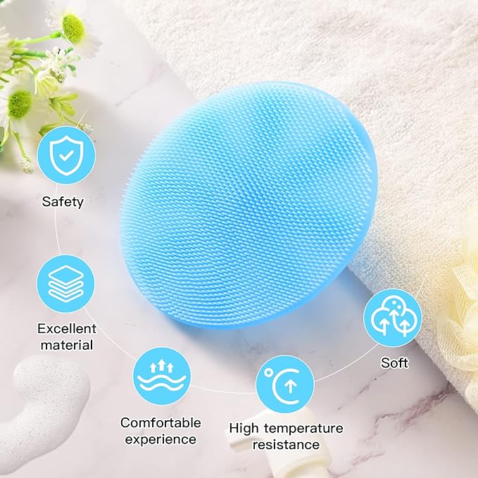 INNERNEED Food-Grade Soft Silicone Body Cleansing Brush Shower Scrubber, Gentle Exfoliating and Massage for All Kinds of Skin (Blue)