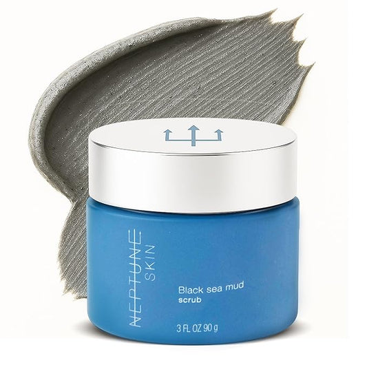 Neptune Black Sea Mud Scrub 3 Fl Oz | Deep Cleansing & Exfoliating Face Scrubber for Acne, Razor Bumps & Redness | Hydrates & Soothes Skin with 100% Natural, EWG Verified Ingredients