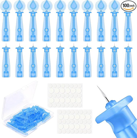 100 Pack Disposable Acne Pimple Popper Needles and 144 Dots Acne Pimple Stickers, for Whitehead Closed Mouth Clear (100 Pack)