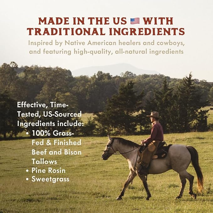 Beef and Bison Whipped Tallow Balm Moisturizer for Dry, Sensitive Skin - John Wayne Inspired Herb-Infused Unscented - 2.6 oz