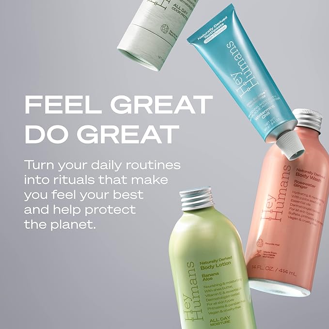 Hey Humans Rosewater Ginger Moisturizing Body Wash with Natural Ingredients & Jojoba Oil | Clean, Vegan, Sulfate Free Bath & Body Wash for Women | Recyclable Bottle, 14 fl. oz. - Pack of 3